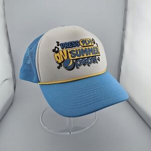 Vintage Pepsi Press Play On Summer Trucker Hat Blue Mesh Snapback Cap